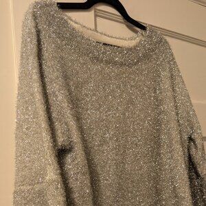Never Fully Dressed Silver Holiday Sweater L Soft!